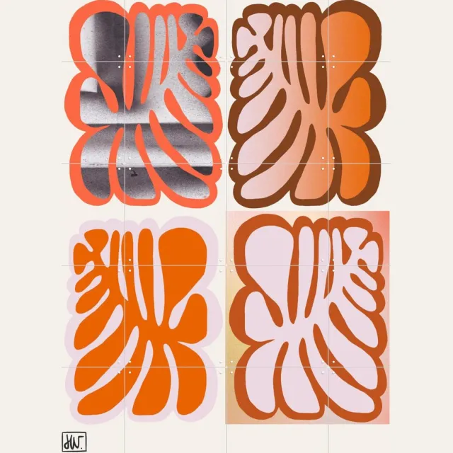IXXI Petal Logic, Henriette Visscher - 80 x 100 cm - Grote wanddecoratie en posters - Abstract, Minimalisme, Decoratieve kunsten, Kleurrijk, Modern Warme kleuren / Oranje / Roze