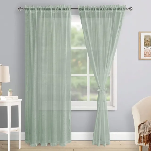 DWCN Vitrage – duurzaam – luxe vitrage voor slaapkamer woonkamer eetkamer - hoogwaardig voile – vitrage gordijn Groen