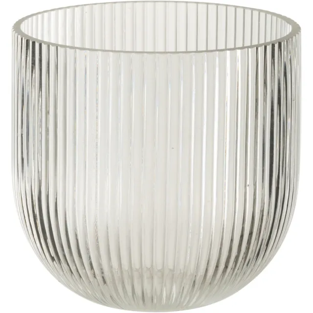 J-Line vaas Gestreept - glas - transparant - small - Ø 15.3 cm