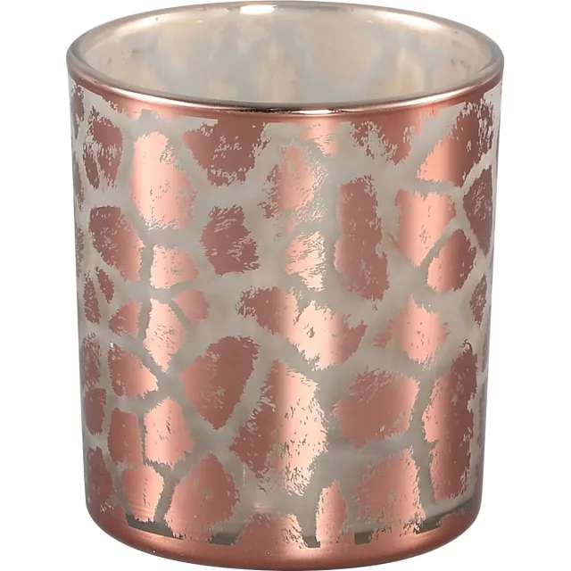 Diversen PMTD Windlicht Desiree Giraffeprint Roze 8 Cm Goud