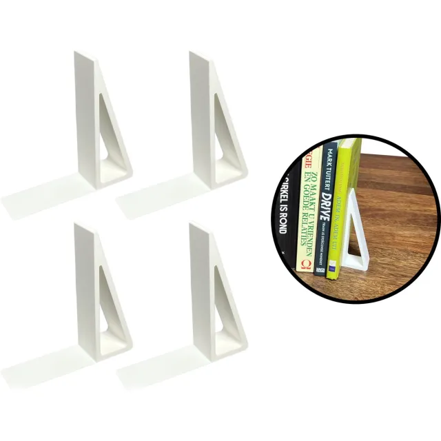 Nillie Boekensteunen - Wit - 4 Stuks - Boekensteun - Boeksteun - Boekenhouder - Boekstandaard - Boeksteunen