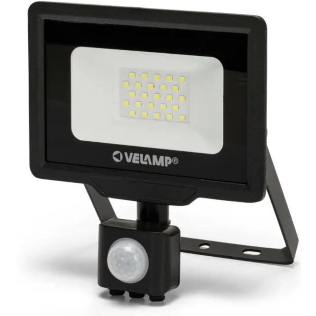 Velamp LED LED Schijnwerper - 20W - PIR Bewegingssensor - Buiten IP44 – Koud Wit 6500K - Zwart