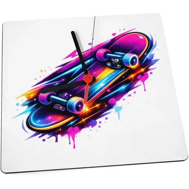 Mr Cadeautjes Klok 19 x 19 - design Neon sportenergie met een futuristische uitstraling | cadeau Wit