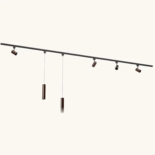 LUSENZ Railverlichting Pakket - Recht - 2x 1,5 m rail - 4 railspots - 2 hanglampen - Excl. Lichtbron - IP20 - Modulair - 230V - Beloria/Belano (M) - Brons Zwart / Brons