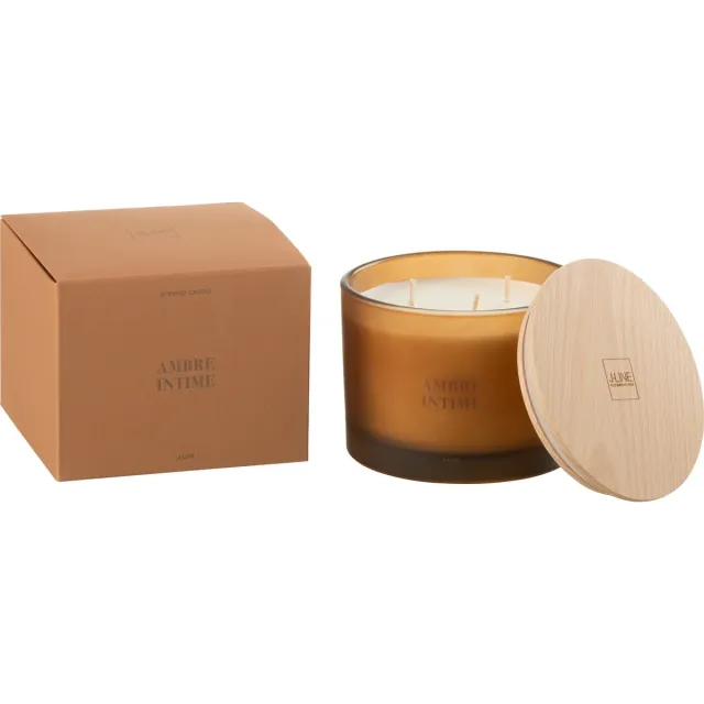 J-Line geurkaars Accords Essentiels - Ambre Intime - oker - 28U Geel