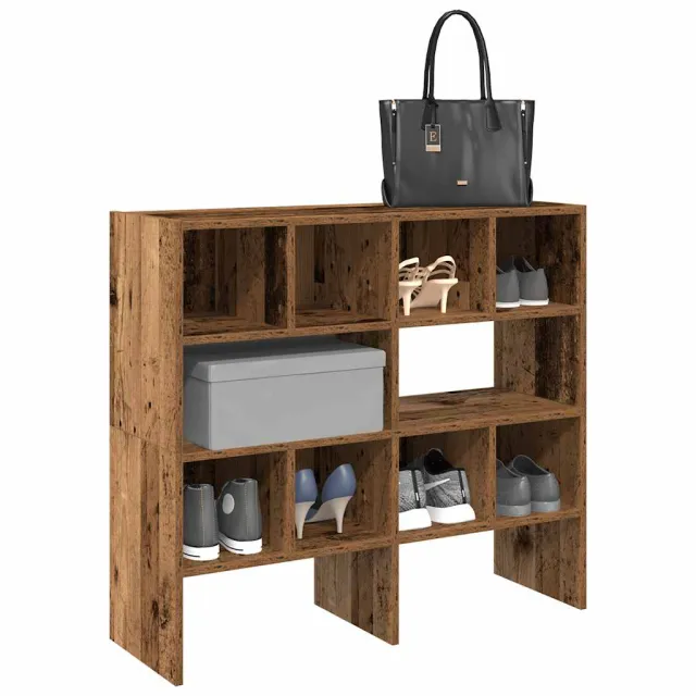 vidaXL Schoenenrekken 2 st stapelbaar 89,5x30x40 cm oud houtkleurig Bruin