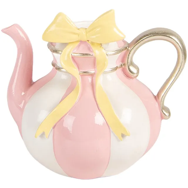 Clayre & Eef Kandelaar Theepot 13x10x11 cm Roze Kunststof