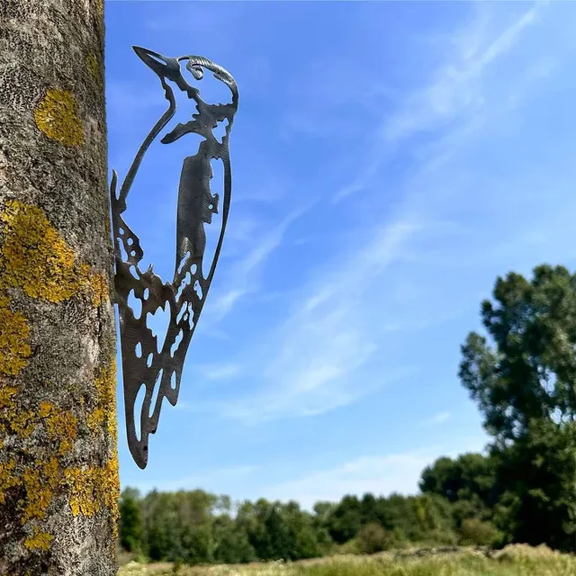 WOEFFY Specht van Cortenstaal | Woodpecker of Cortensteel | Specht | Woodpecker | Cortenstaal | Silhouette | Tuindecoratie | Tuin | Boomdecoratie | Boomprikker | Metal | Gecodeerd ijzer | Decoratie
