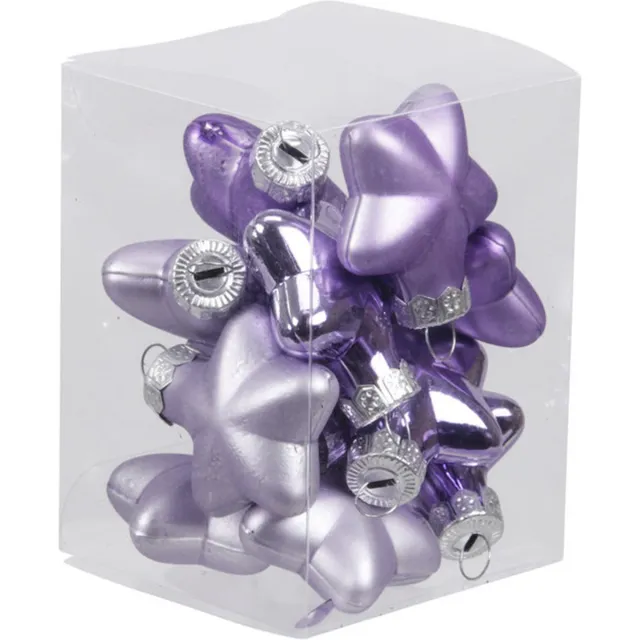 Othmar Decorations Kerstornamenten - sterren - 12x st - amethyst paars - 4 cm - glas - kerstversiering