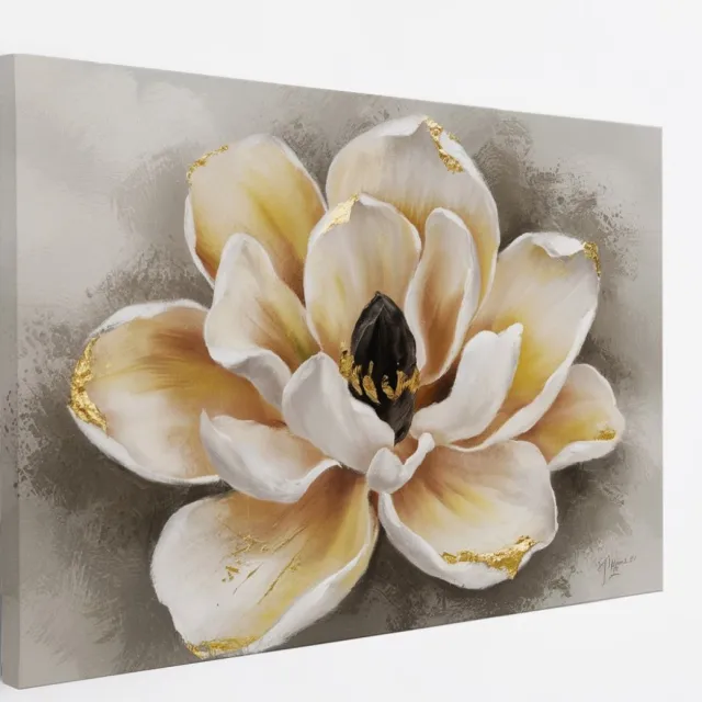 Saammp Canvas Schilderij - Abstracte Bloem - Natuur - Grijs - 45x30 - Foto op canvas - Wanddecoratie - Muurdecoratie Woonkamer - Kantoor Decoratie Multicolor