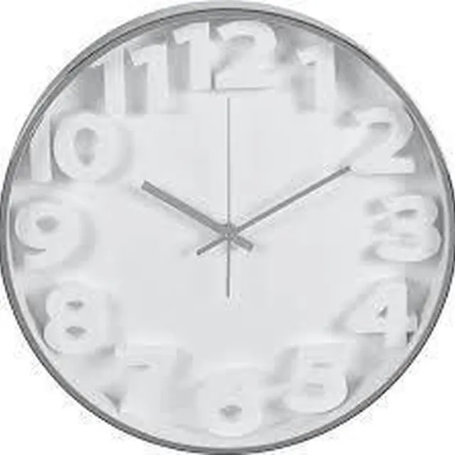 Quality Time Wandklok - Ronde Klok - 3d Klok - Wit / Zilver - 35cm - Quality Time