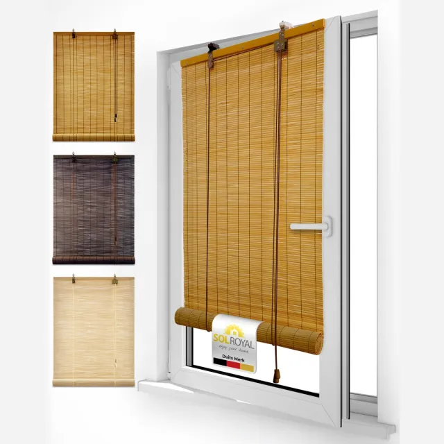 Sol Royal SolDecor B86 Bamboe Rolgordijn 100 cm breed Lichtdoorlatende Zonwering Rolgordijnen Zonder Boren 100x220 cm Natuurlijke Bamboe Jaloezie met Klembeugels voor Ramen & Deuren Roljaloezieën Bamboe