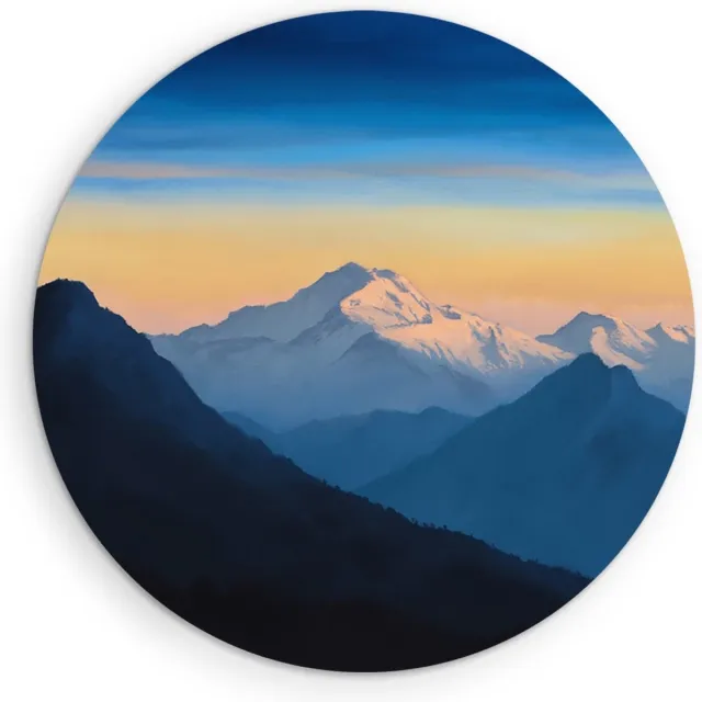 Saammp Forex Muurcirkel - Bergtoppen - Natuur - Landschap - Ø 70 - Wandcirkel - Wanddecoratie Cirkel - Muurdecoratie Woonkamer - Slaapkamer decoratie - Rond Schilderij