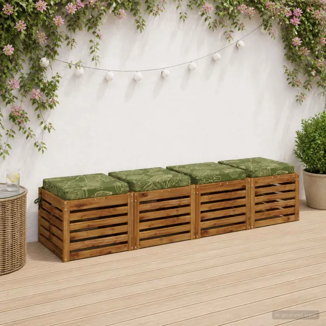 vidaXL Zitkussens SOEST 4 st 100% Polyester Bladontwerp 40 x 40 x 7 cm Groen
