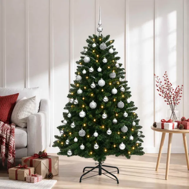 vidaXL Kunstkerstboom middengroen met kerstbal 180 cm 300 LED's