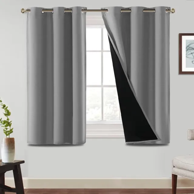 Unyqoos ® Volledig Verduisterende Thermische Gordijnen, Geluidswerend en Warmte-Isolerend, Set van 2 Stuks, 137 x 117 cm, Duifgrijs