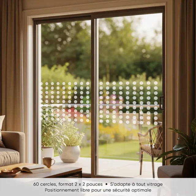 Ambiance Sticker Privacy raamfolie - 60 cirkels - Zelfklevende raamfolie voor ramen en douchedeuren - 160x95cm