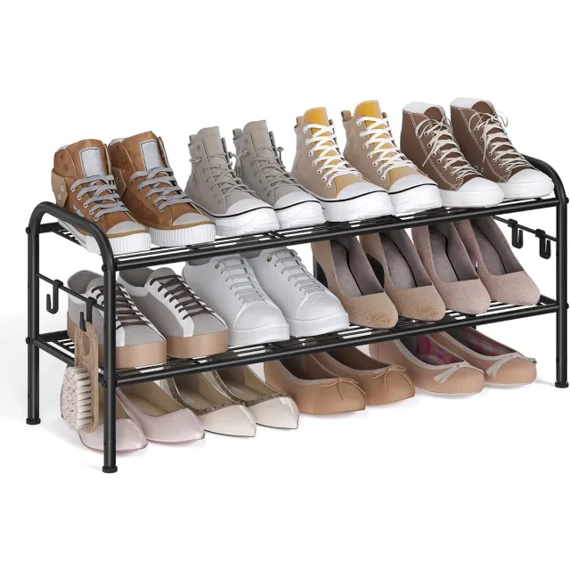 Songmics schoenenrek, metaal, in hoogte verstelbaar, 10 paar - 85 cm - zwart