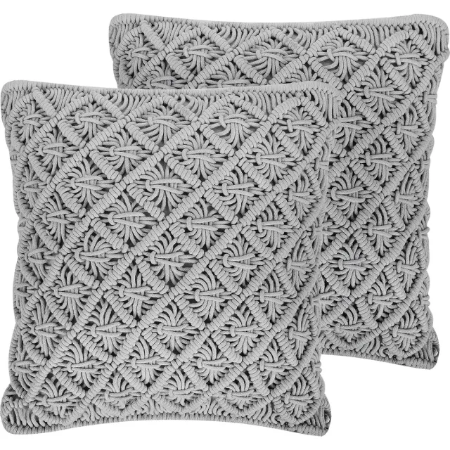 Beliani KIZKALESI - Sierkussen set van 2 - Grijs - 45 x 40 cm - Katoen