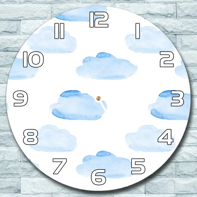 Coloray Wandklok - Wolken Klok Glas - 30fi cm - Lichtblauw Wandklok - Wandklok Ronde - Wandklok Klassiek - Wandklokken Woonkamer - Stille Wandklok Lichtblauw - Wolken - Witte Handen