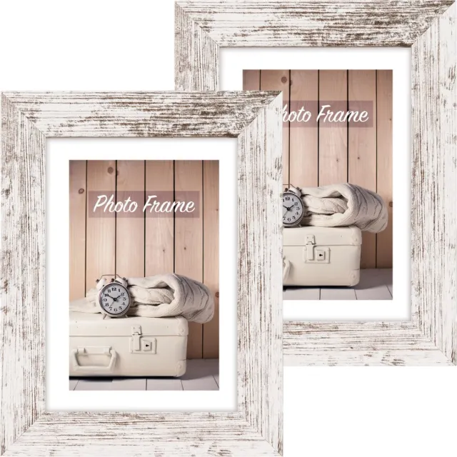 Zep Fotolijstje - 2x stuks - white wash - hout - voor foto van 10 x 15 cm - wonen - woonaccessoires Wit