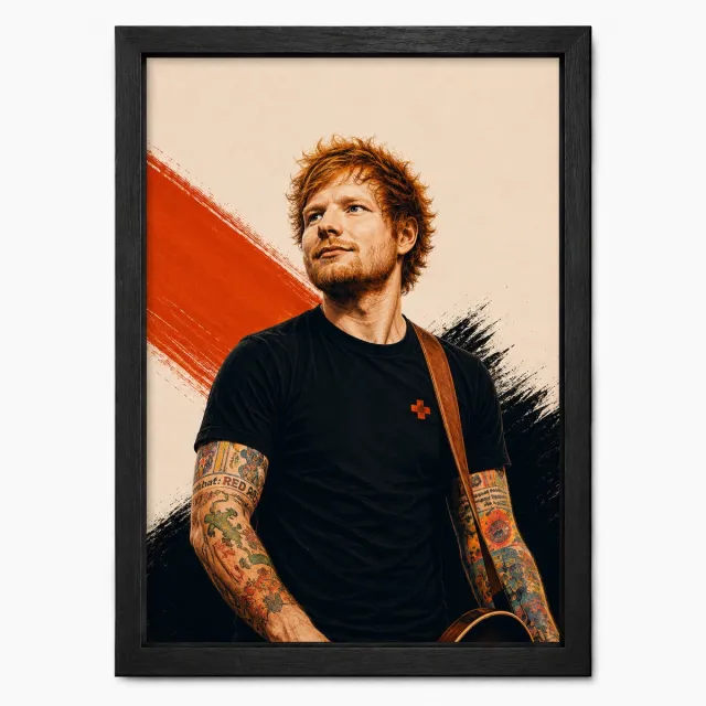 Joshimo Ed Sheeran Poster | Art Style Muziek Poster | Inclusief Zwarte A4 Lijst