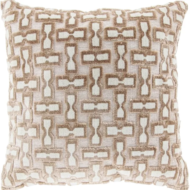 Unique Living Sierkussen Selina - zachte stof -kleur zand - 45x45 cm (BxD) - Retro 3D patroon Beige/Bruin/Creme