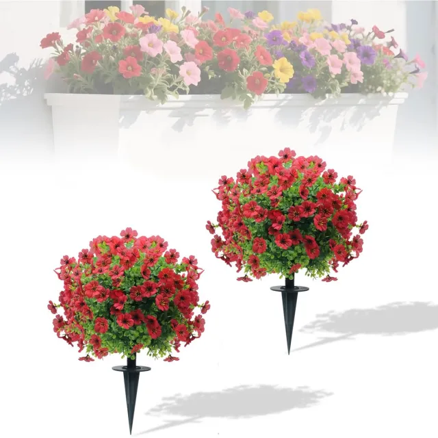 Unyqoos UV-bestendige paarse topiary kunstplanten voor tuin en terras decoratie Rood