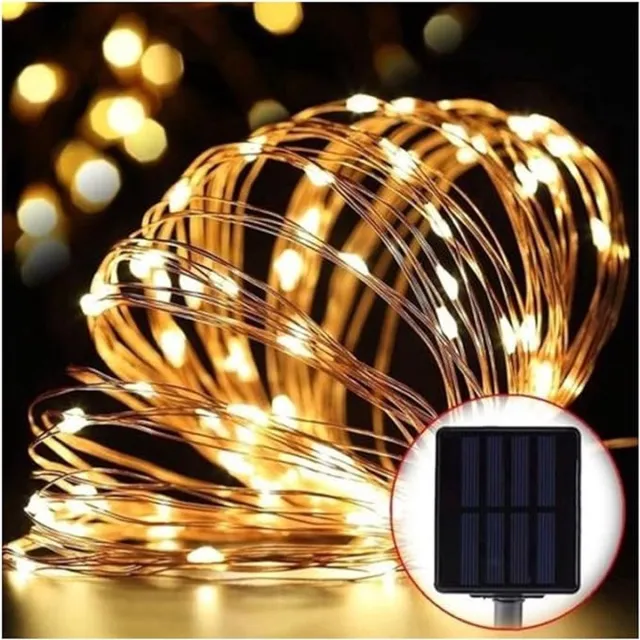 Novarta Solar Led Lichtsnoer, Lichtsnoer op zonne-energie, Kerstboom LED Solar String,100 led solar lampen. Warm wit, 10 meter.