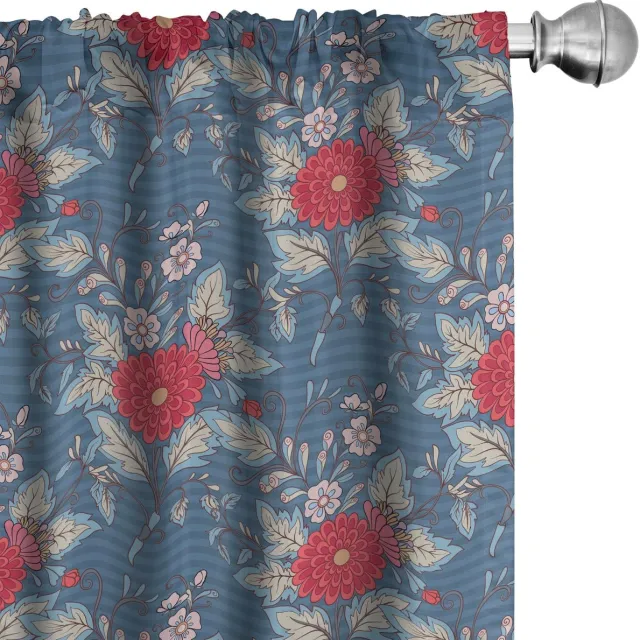 ABAKUHAUS Renaissance Gordijnen – Rokoko – 2x75x175 cm – Donkerblauw Zinnoberrot