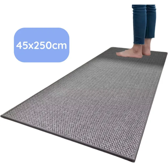 Hilvard Keukenloper - Tapijt - 45 x 250 cm - Grijs - Keukenmat - Anti Slip - Beschermend - Stevig - Wasbaar