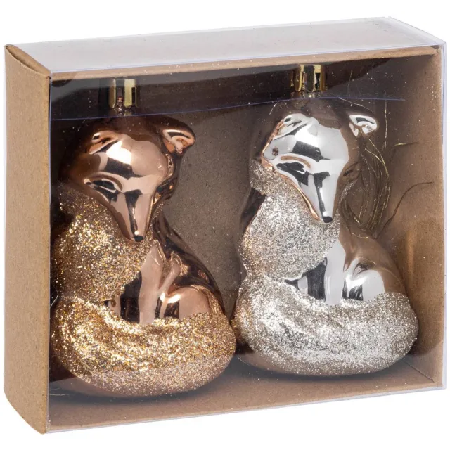 Feeric lights & Christmas Set van 2 plastic kerstvossen van 10,5 cm Multicolore