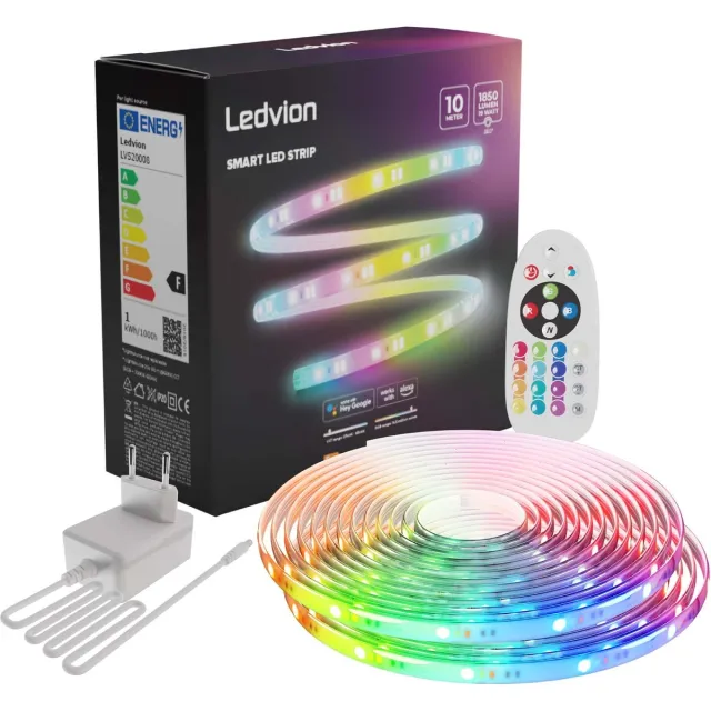 LEDVION SMART LED-Strip Dimbaar 10M - RGB - 12V - 12W Wit
