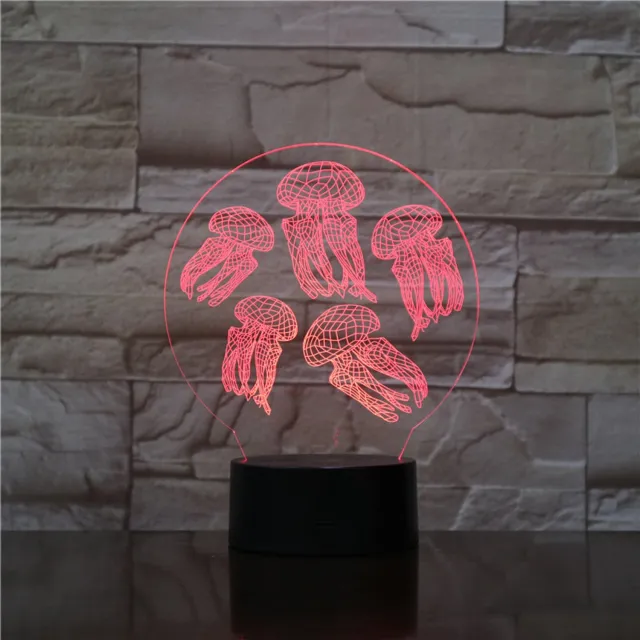 MC Living 3D Led Lamp Met Gravering - RGB 7 Kleuren - Kwallen
