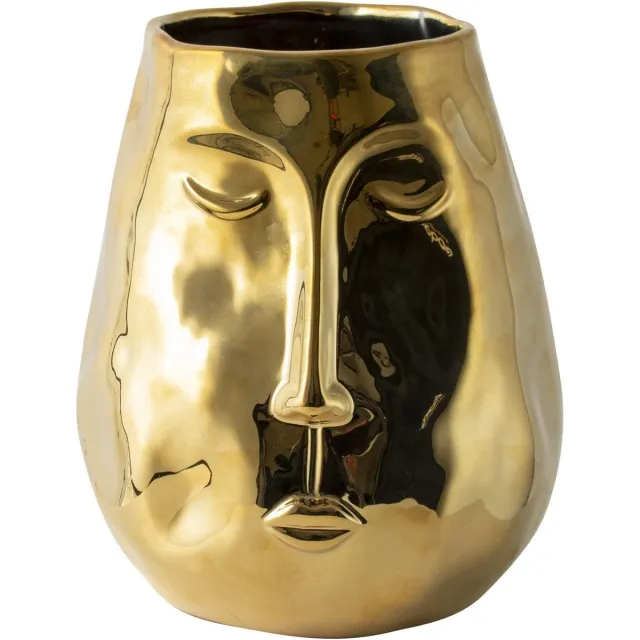Gusta Vaas - Goud - Gezicht - Dolomiet - ø15,5x19,5cm