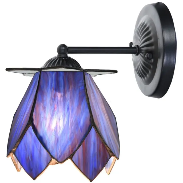 Coloured by Art Tiffany wandlamp zwart met ''Blue Lotus'' - Art Deco Trade Blauw