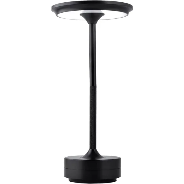 KZQ Oplaadbare LED Tafellamp, USB-C, 1800 mAh Dimbare Waterproof Draadloze Sfeerlamp met Touch Bediening, oplaadbare ronde metalen lamp met aanraakbediening, Woonkamer, Restaurant en Bar, Zwart