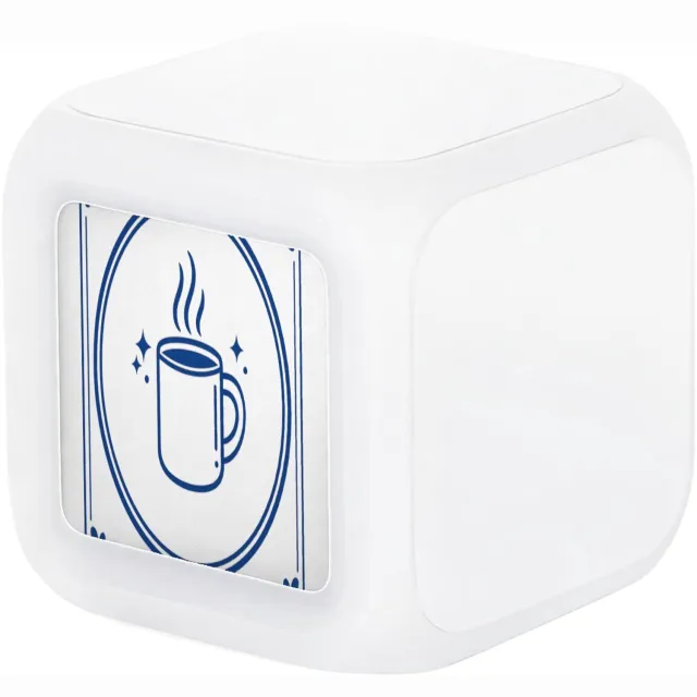 Mr Cadeautjes Digitale wekker - design Klassieke tegel met luchtige ochtendhumor rond koffie en cha | cadeau Wit