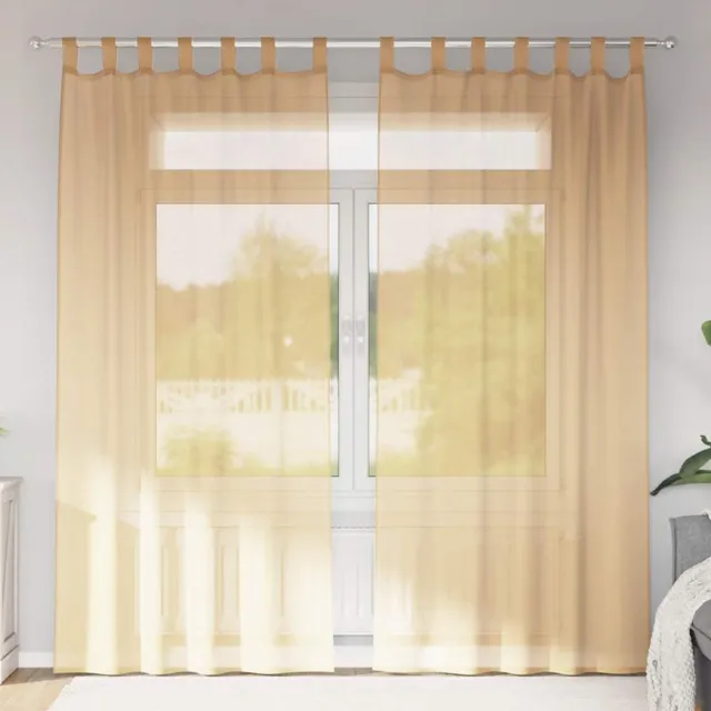 vidaXL Gordijnen voile met roedezakken 2 st zand Bruin