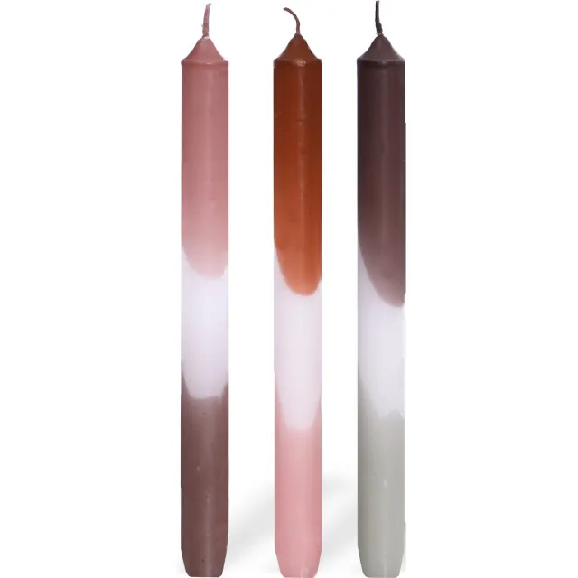 comforder Dip Dye Dinerkaarsen Set van 3 - h.24 cm Roze - Olijf