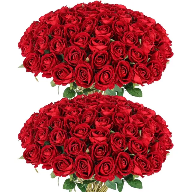 ROSIFY Kunstbloemen Nepbloemen - Kunstrozen - Zijden Bloemen - Set van 50 Kunst Rozen - 50cm - Donkerrood Donkerrood 50 stuks