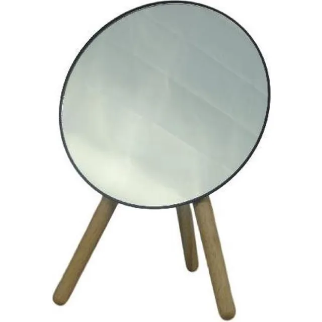 DEMI Ronde spiegel op pootjes en kunststof lijst DEMI - Zwart / Bruin - h 22.5 x Ø 16.5