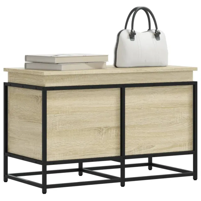vidaXL Opbergbox met deksel 80x40x51,5 cm bewerkt hout sonoma eiken Bruin