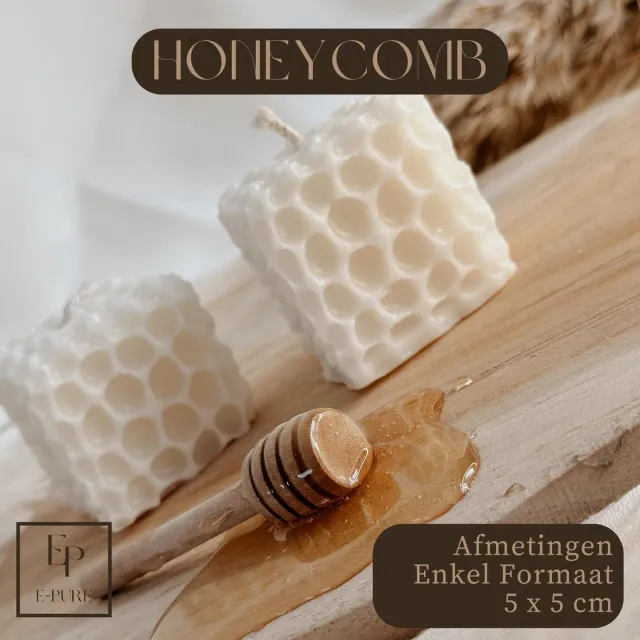 E Pure Candles Handgemaakte Stompkaars - Honeycomb Wit/Créme