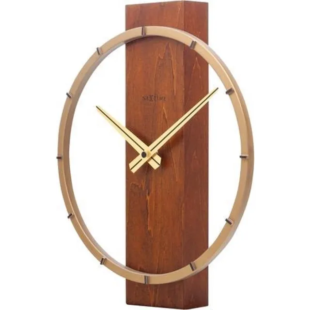 NeXtime Carl Small – Tafelklok/Wandklok – 34 × 27 cm – Hout/Staal – Bruin