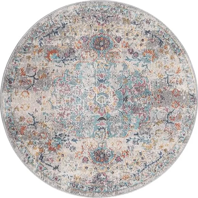the carpet Palma – Indoor & Outdoor vloerkleed, weerbestendig & onderhoudsvriendelijk, orientaals motief in blauw beige, 120 cm rond