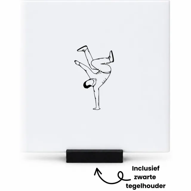 Hacebo Dansen tegeltje met tegelhouder - Dansen - Familie vrienden - tegeltjes met tekst - Cadeau - spreuktegels - 10.8x10.8 CM Wit