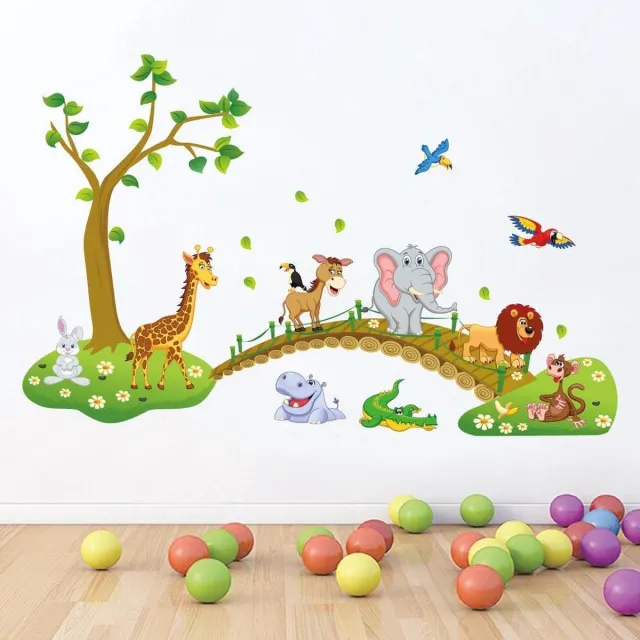 Mixflash Muursticker Jungle brug Groen