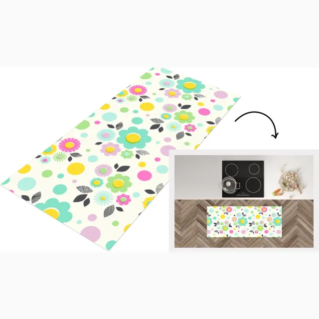KitchenYeah Keukenloper - Loper keuken - Patronen - Bloemen - Bladeren - Keukenloper vinyl Multicolor