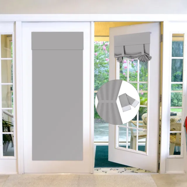 Ibenzoa Verduisterende Plakgordijnen voor Privacy en Lichtcontrole, Thermisch Huisdeurgordijn Bindstijl, Lichtgrijs, 66 x 173 cm